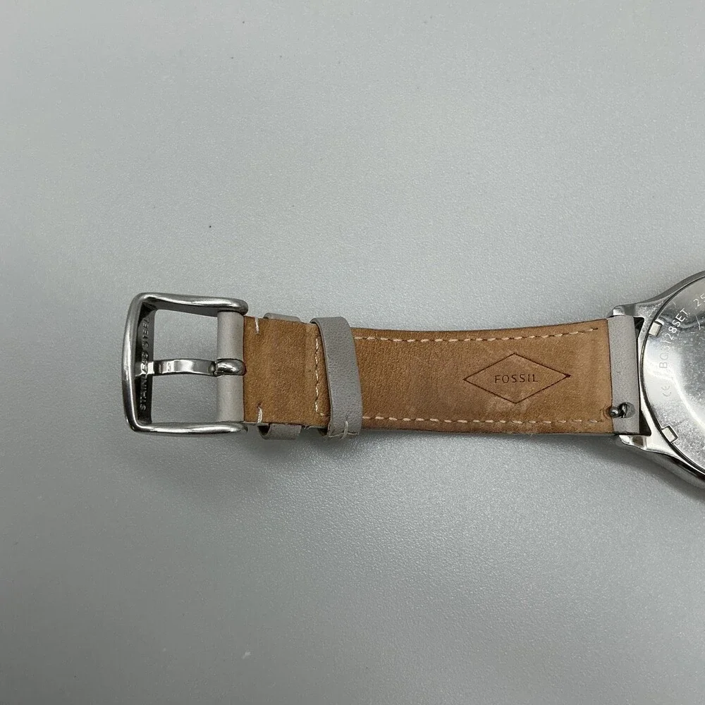 Fossil Suitor Womens Watch 36mm Two Tone Beige Leather Multifunction New Battery